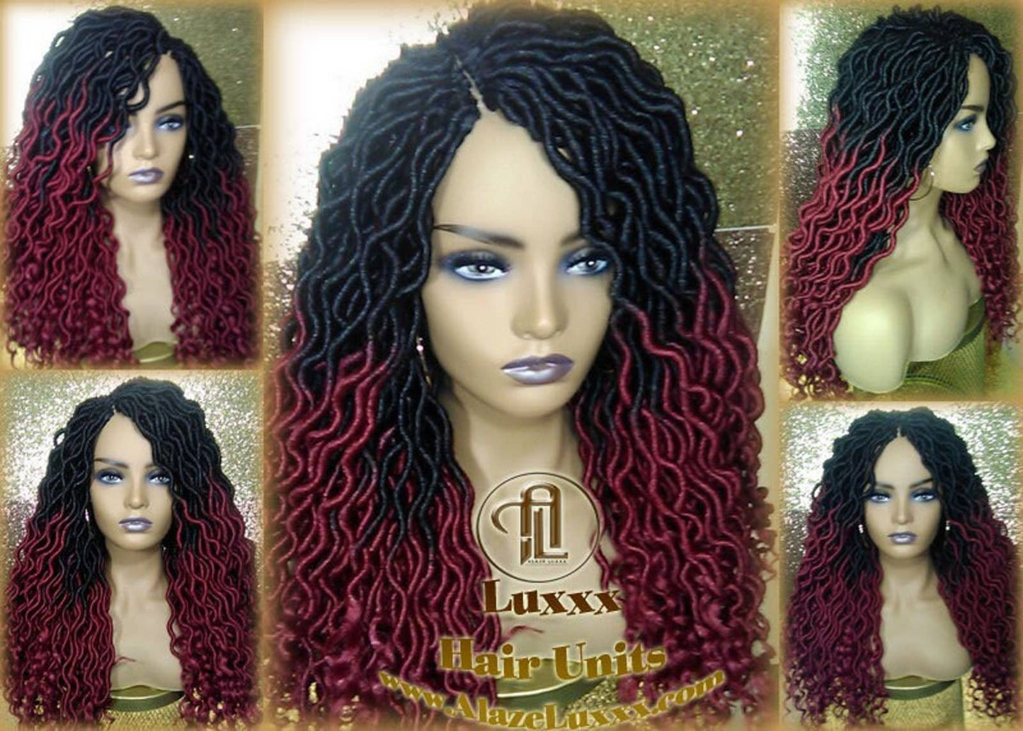 Ombre Goddess Locs Fire 530 Goddess Festival Hair Red Burgundy 1b Marley Crochet Synthetic Dread Dred Loc Lock Wig Unit Braided
