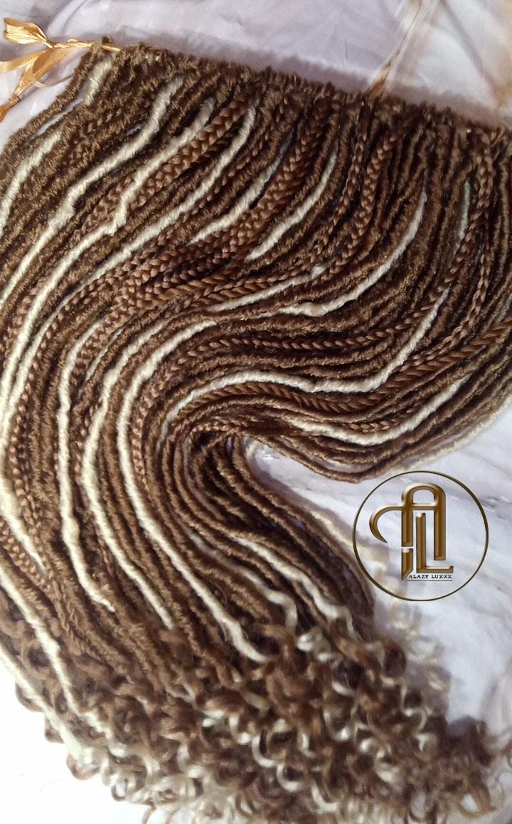 Single End blonde SE 75 Piece Set Straight wavy dreads textured braid Bohemian synthetic dreadlock Soft Boho Dread Braid Hair Extension