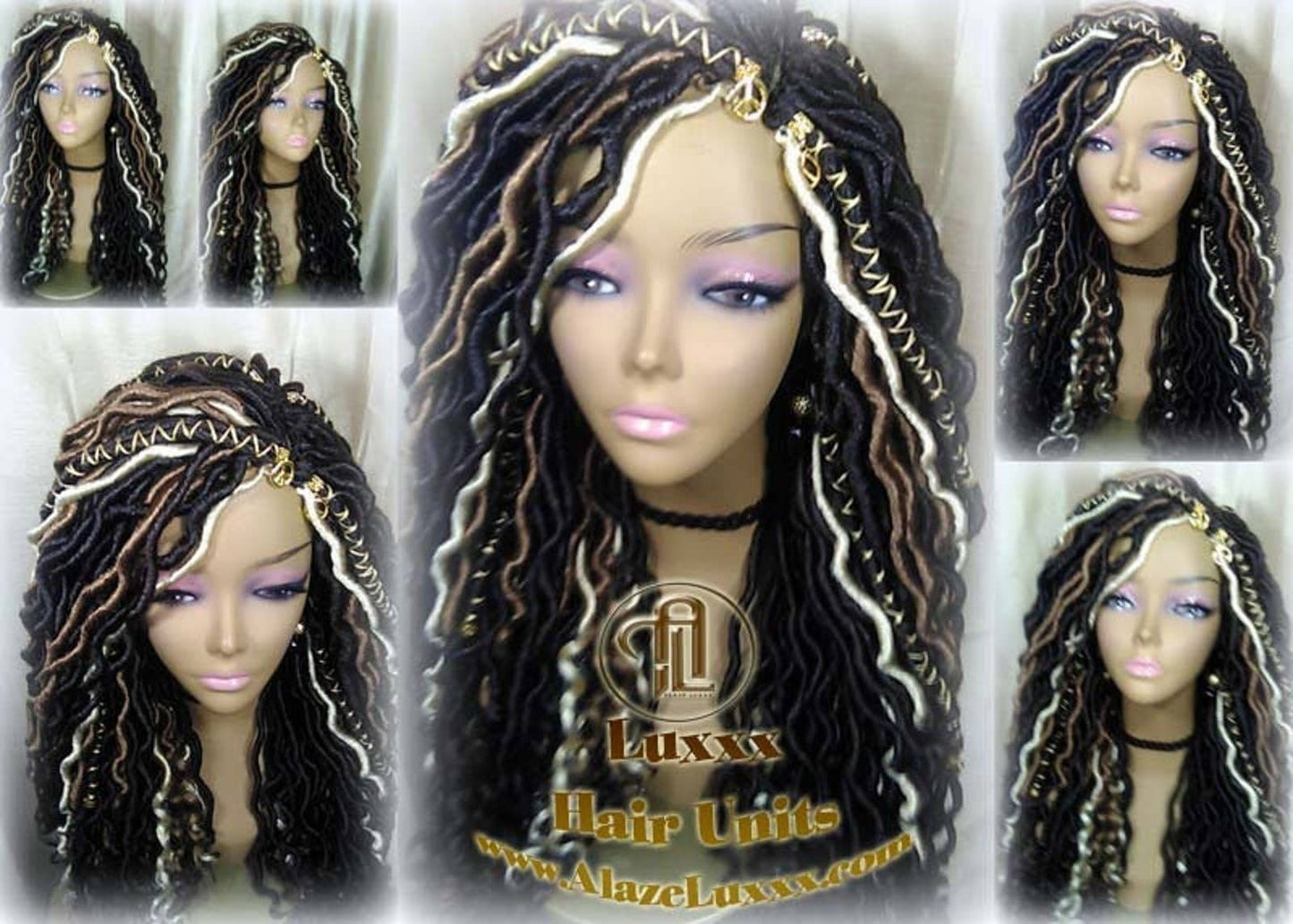 Dread Wig Black Blonde 613 27 Black Dread Gypsy Bohemian Boho Long Wavy Goddess Faux Locs Honey DE SE Dred Lock Braided Wigs Distress
