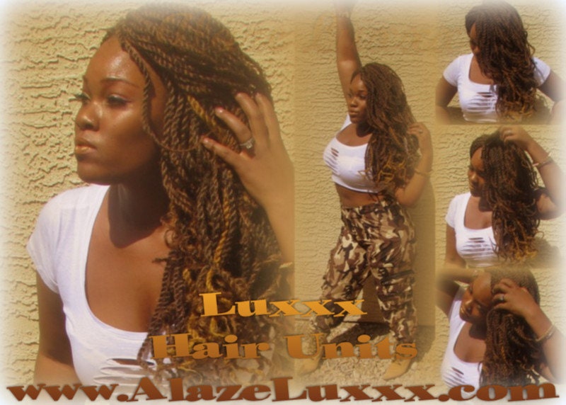 Marley Blonde Kinky Twist Wig Unit! Brown Curl NEW Natural Look! Glueless Lace Finish! 14' Natural Kinky Twist Box Braid Dred Lock Twist Wig