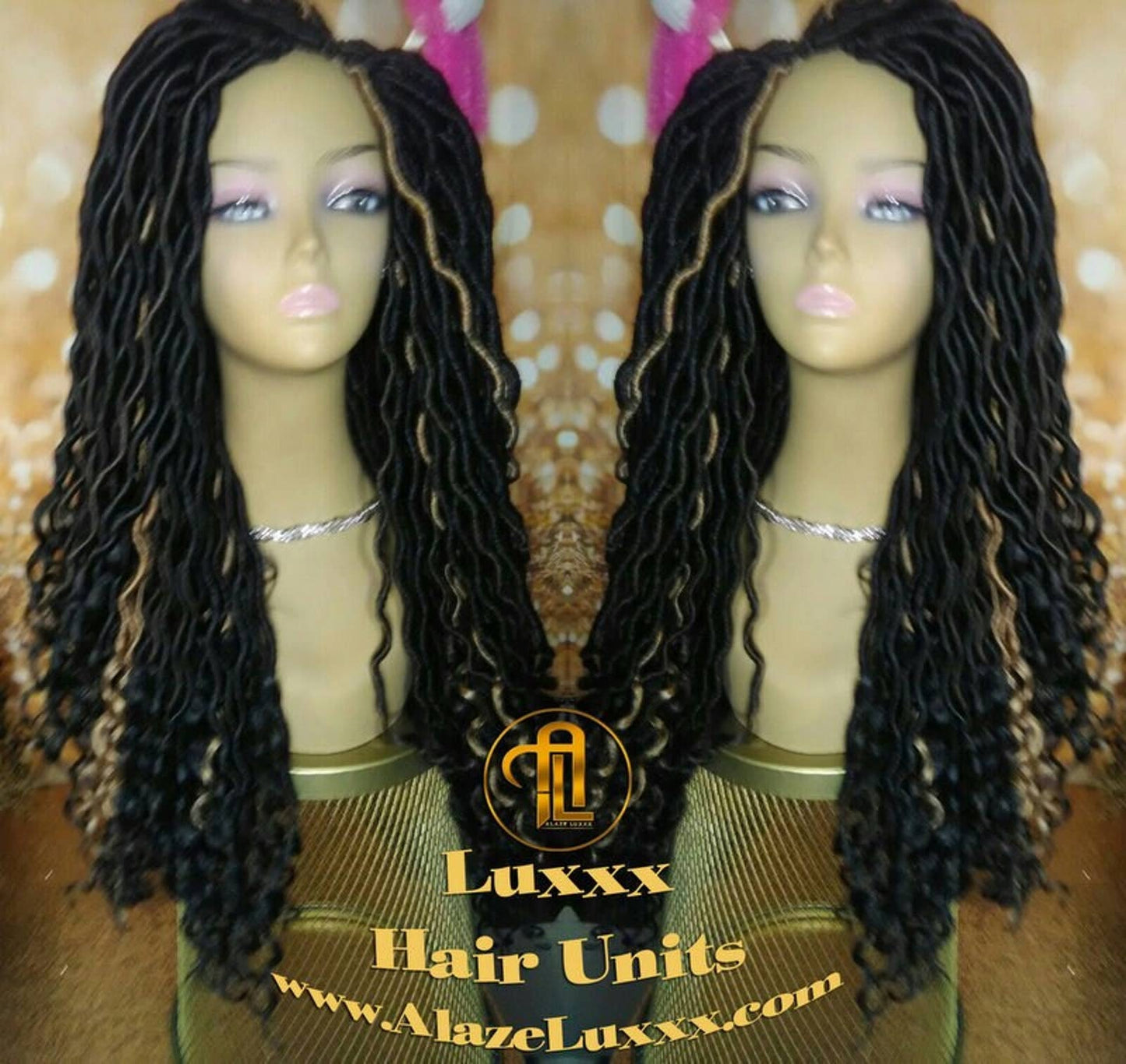 Goddess Faux Locs Wig Black Blonde 27 Dread Wig Wavy Black Dread 1B Long Long Gypsy Locs Wig Synthetic Dred Lock Bohemian Boho Crochet Braid