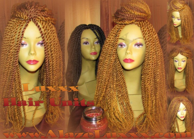 Kinky Twist Blonde Wig Straight Bombshell #27 #30 Kinky Twist Marley Twist Wig Unit! Handmade Braid Wig Ombre Faux Locs Box Braid Dred Lock