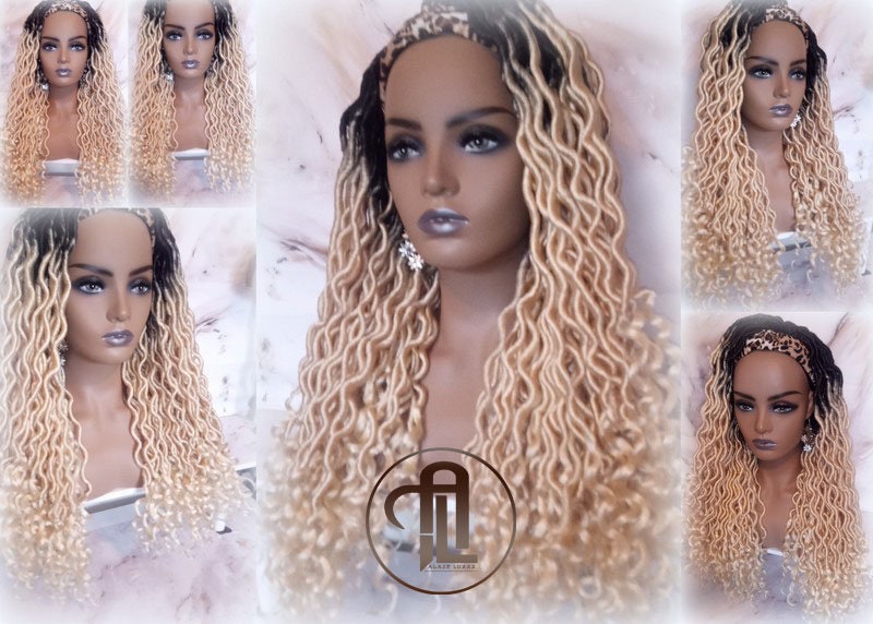 Headband Wig Gypsy Bohemian 613 Goddess Faux Dread Wig 1B Black Blonde Ombre Dark Roots Marley Dred Lock Platinum Braided Wig