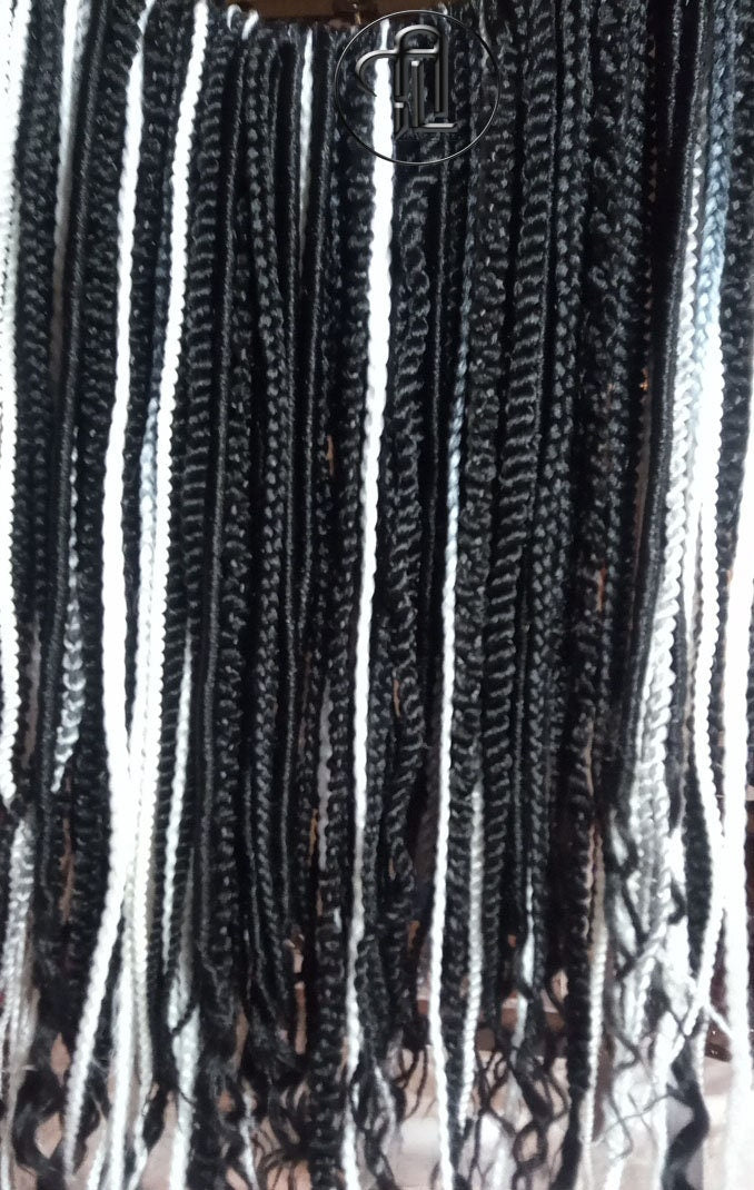 Black Silver White Grey Single Ended SE 100 Piece Set Kit Mixed Soft Crochet Boho Dread Braid Extensions Textured Natural Realistic