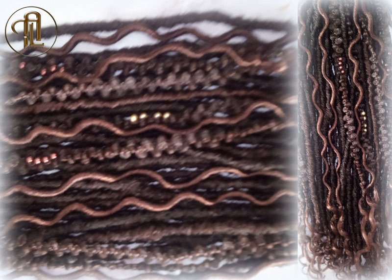 Curly Wavy Single Ended SE 75 Piece Set Kit Ginger Brown Mixed Soft Crochet Bohemian Dread Braid Hair Hippy Extensions Textured Realistic