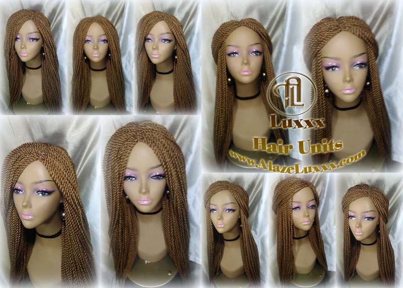 Blonde Straight Senegalese Twist Wig Unit Bombshell 18' Auburn 27 30 Alopecia Natural Silky Straight Crochet Braided Braiding Wig