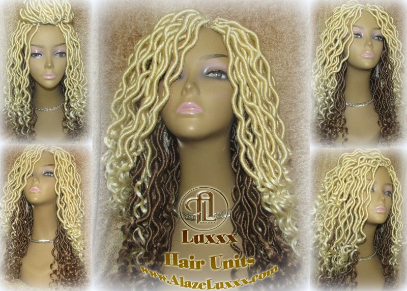 Platinum Blonde Honey Blonde Full Synthetic Dread Wig Few Criss-Crosses Wrapped Uni-Sex Wig Kawaii Gypsy Bohemian Boho Goddess Extensions