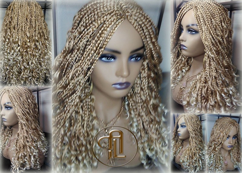 14 in Box Braid Boho Short Curly Wig Blonde 27 613 Mix Ombre Balayage Honey Blonde Platinum Wig for Black White Women Alopecia Ready to Ship