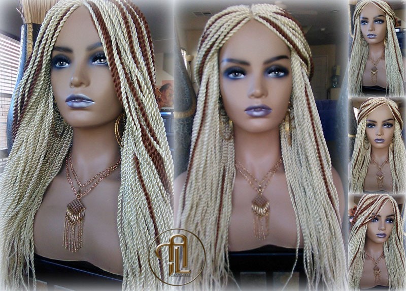613 Blonde Brown Long Straight Small Senegalese Twist Wig Unit Blonde 22 Crochet Loc 613 30 Braiding Platinum Braids Wig
