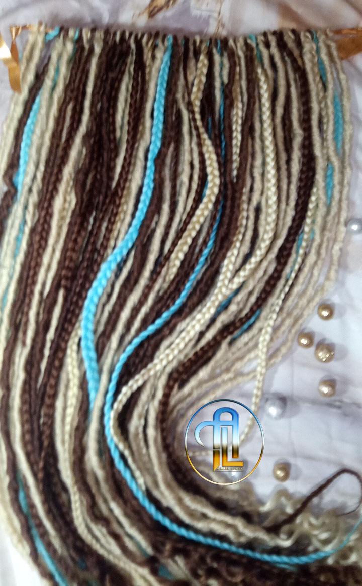 Brown Blonde Blue Set Soft boho Bohemian dreadlocks textured braids wavy dreads SE Full set Curls dreads and Braids Dragon Braids Locs