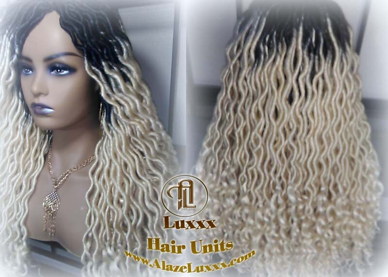 Gypsy Bohemian 613 Goddess Faux Dread Wig 1B Black Blonde Ombre Dark Roots Marley Dred Lock Platinum Braided Wig
