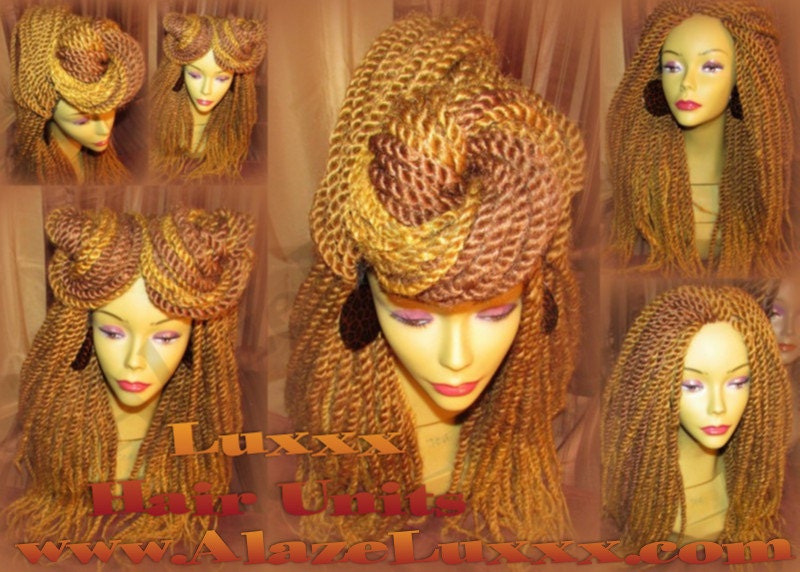 Long BLONDE Kinky Bombshell #27 #30 Kinky Twist Marley Twist Wig Unit! Handmade Braid Wig Ombre Faux Locs Box Braid Dred Lock Honey Blonde
