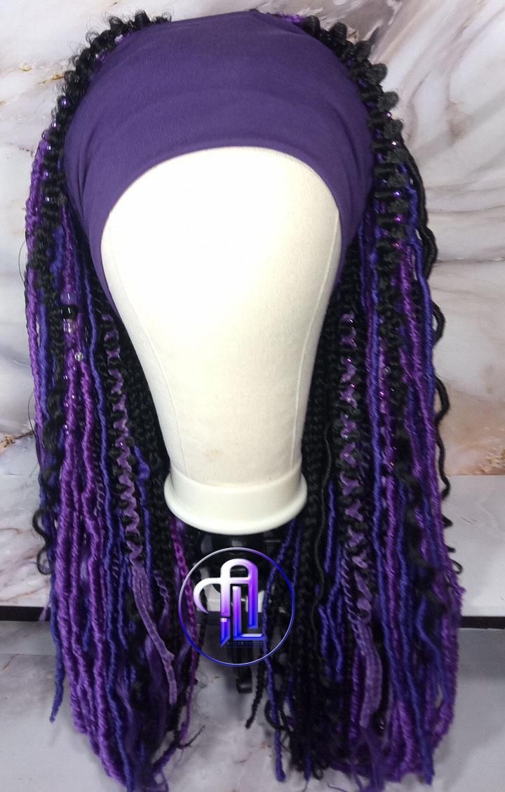 Wide Headband Wig Viking Ombre Goddess Boho Locs Black Purple Crochet Synthetic Dread Curly Ends Braided Hair Fall Twist Butterfly loc