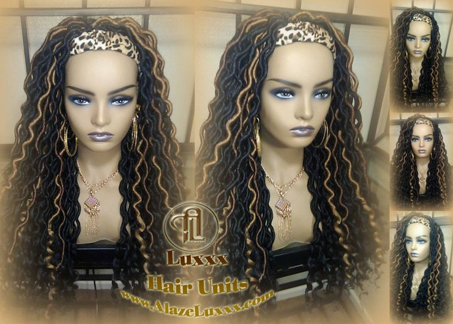 Headband Wig Black 1B 27 30 Brown Goddess Faux Loc Wig Long Wavy Ends Hair Bohemian Boho Gypsy Dread DE SE Dred Lock Braided Wigs