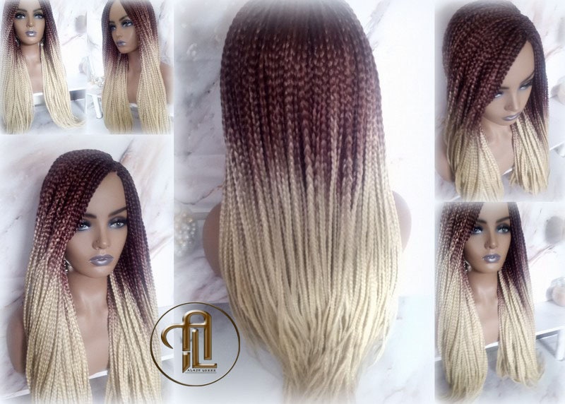 Box Braid Wig Ombre Gradient Brown Blonde 24 26 Inch Braid Wig Really Long Viking Braids Mermaid Hair Multi Color