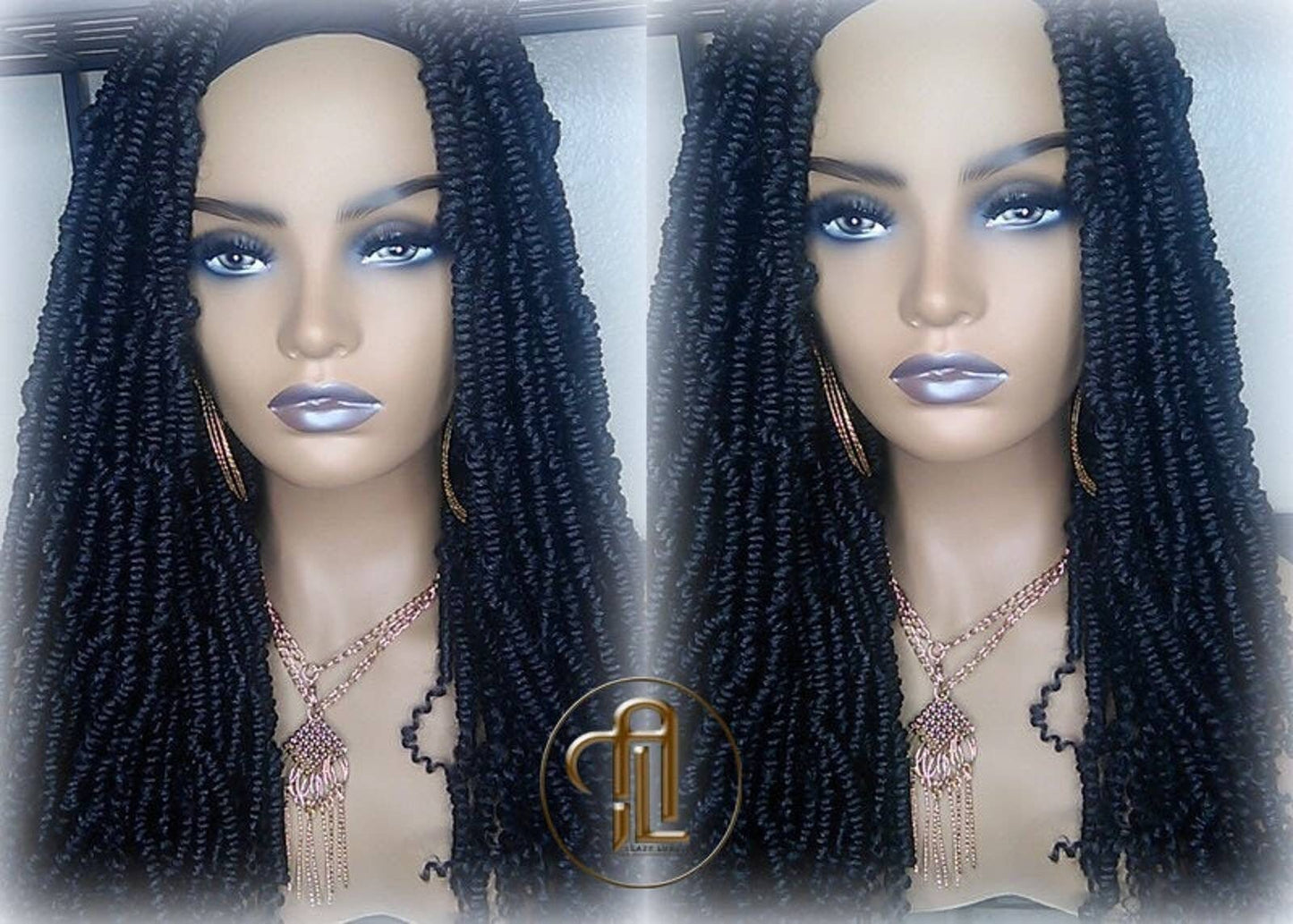 Headband Wig Long 20in Passion Twist Black 1B Mini Small Fluffy Irregular Bomb Spring Kinky Bohemian Boho Water Wave Hair twist hair