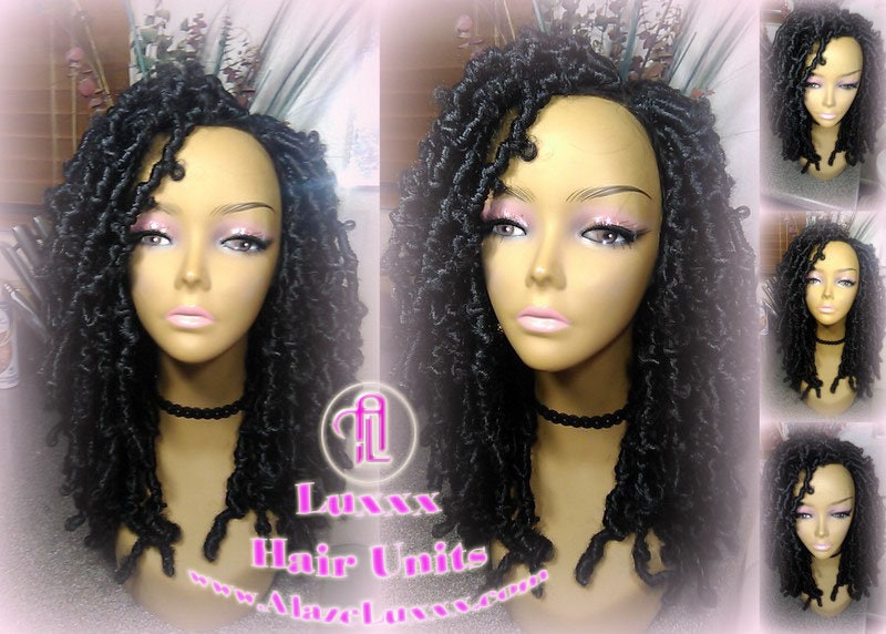 Black short butterfly locs wig boho gypsy 1b Jet black Short Medium Braid Wig Black Lace Closure Baby Hair Braid Wig Festival hair