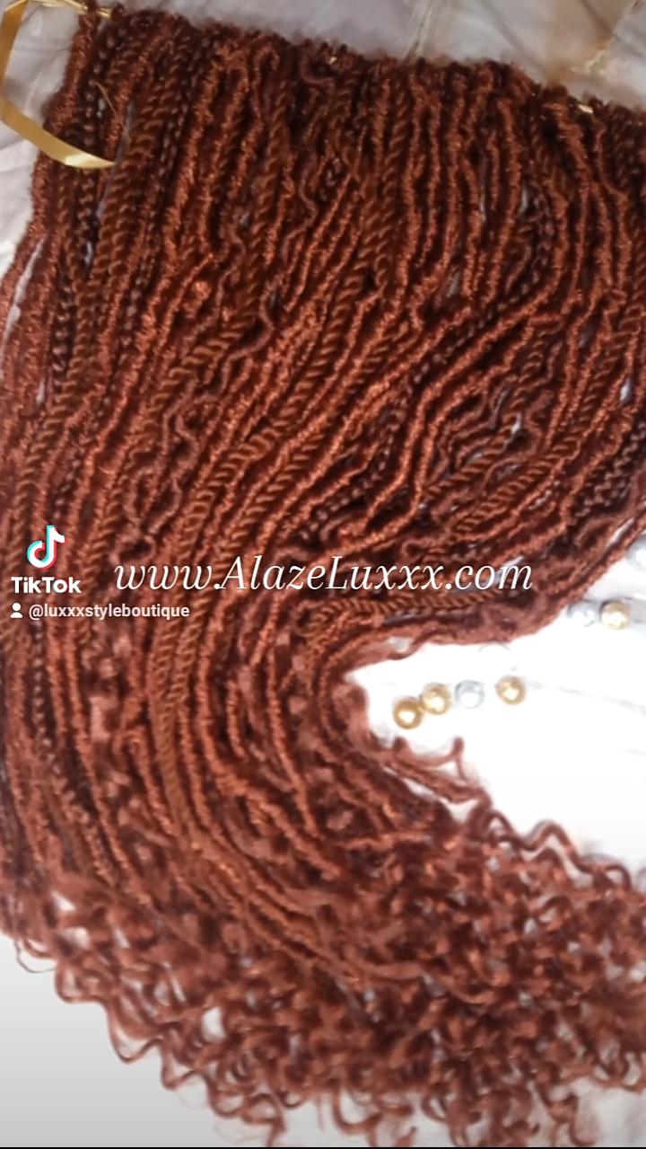 Single Ended Ginger Red Burnt Orangish SE 75 Piece Set Kit Mixed Soft Crochet Boho Dread Braid Hair Wrap Extension Texture Natural Realistic