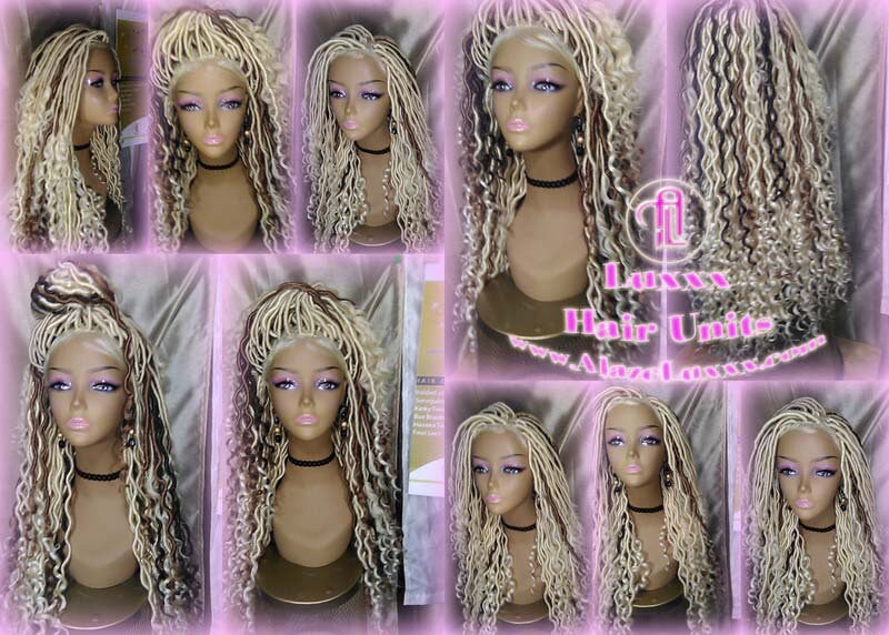 Lace Frontal Lace Front Goddess Faux Locs Wig Baby Hair Platinum Blonde Brown Goddess Faux Locs Dread Loc wigs Gypsy Boho 613