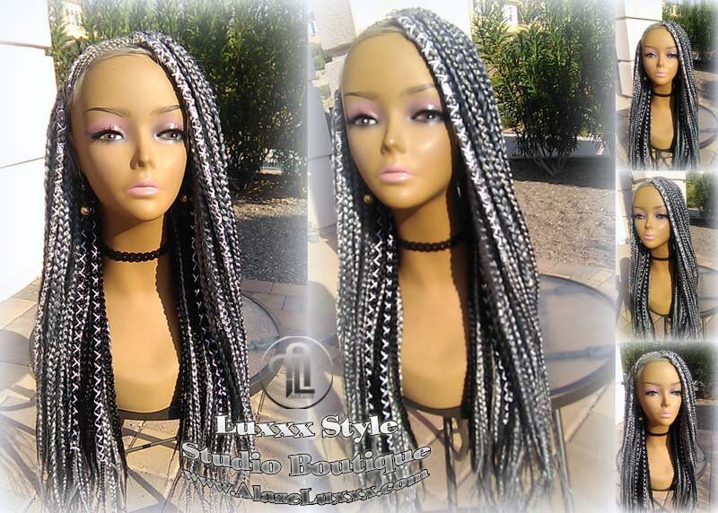 Silver 51 Black Lemonade Braid Wig Fulani Cornrow French Braids Feed in Braids Box Braids Tribal African Goddess Braids Fulani Beyonce