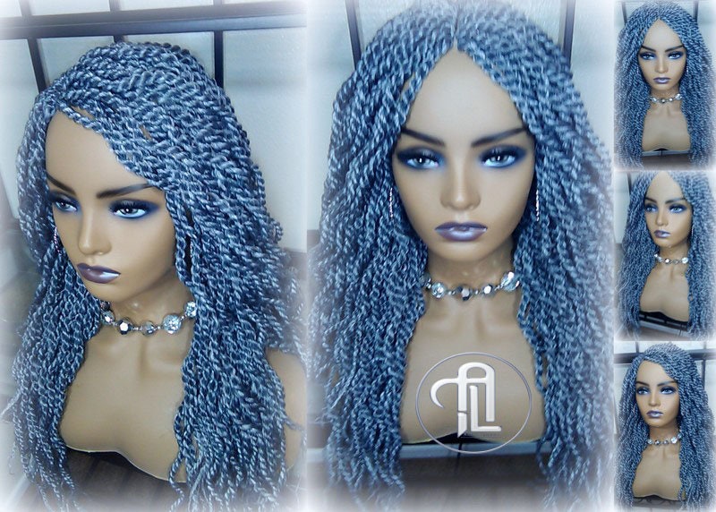 Senegalese Twist Wig Salt Pepper 44 51 Long Wavy Curly Grey Silver Braids Long Straight Small Storm Twist Platinum Braids woc wig