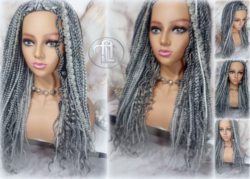 Braids Dreads Mix Headband Wig Silver Grey 44 51 Set Twist Soft Crochet Boho Dread Braid Set Bohemian extensions