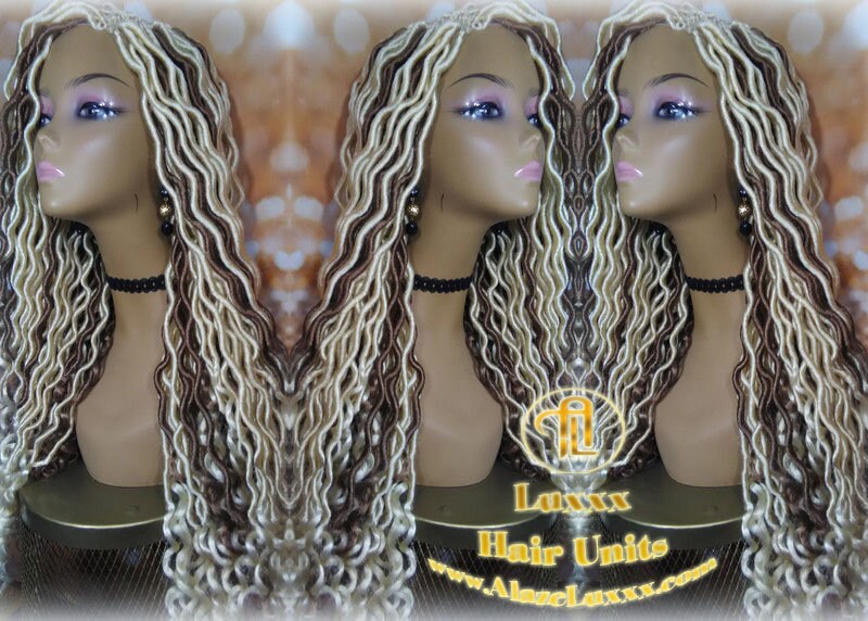 Goddess Faux Boho Platinum Blonde Braid Wig Gypsy Bohemian Dread Locs Wig Honey Blonde #613 #27 Wavy Dred Lock Cosplay Summer Spring Wig