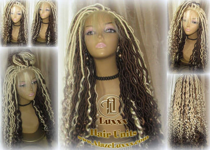 Goddess Faux Locs Platinum Blonde Brown 27 Gypsy Boho 613 Boho Braid Wig Bohemian Lace Dreads Closure Cosplay Mermaid Summer Spring
