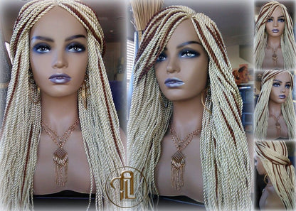 613 Blonde Brown Long Straight Small Senegalese Twist Wig Unit  Blonde 22 Crochet Loc 613 30 Braiding Platinum Braids Wig
