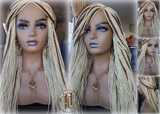 613 Blonde Brown Long Straight Small Senegalese Twist Wig Unit  Blonde 22 Crochet Loc 613 30 Braiding Platinum Braids Wig