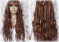 Full Wig Dread Braid Bangs Twist Soft Crochet Boho Synthetic Dread Braid Bohemian Dark Root Ombre Brown  Long Wavy Curly Textured Dreads