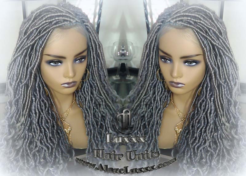 Lace Frontal Goddess Faux Dread Loc Lace Straight Storm Silver Grey Gray 44 51 Boho Gypsy Wavy Lock Crochet