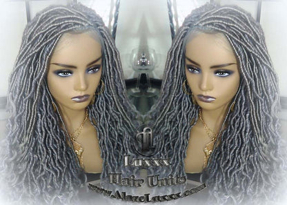 Lace Frontal Goddess Faux Dread Loc Lace Straight Storm Silver Grey Gray 44 51 Boho Gypsy Wavy Lock Crochet