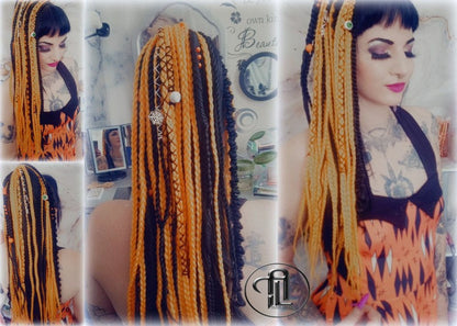 Ponytail Hair Hair Black Orange  Fall Extension Clipin Hairband Hair Tie box braids hair scrunchie Halloween