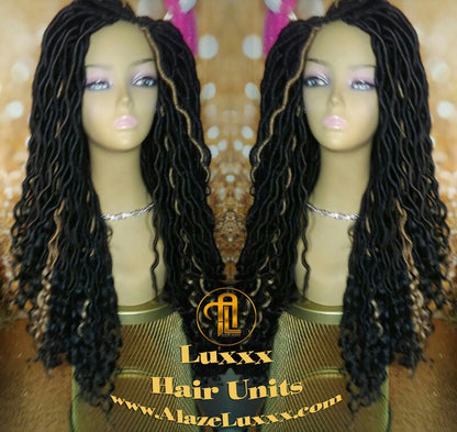 16 in Individual Goddess Faux Locs Crochet Dread Wig Wavy Black Dreads 1B Honey Blonde 27 Gypsy Gipsy Synthetic Dred Festival Bohemian Boho