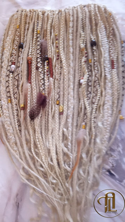 Boho Blonde Single Ended Dreads Full Set Festival Viking Braid in Dreads Extensions DE SE Synthetic Braid in Dreadlocks 613 Locs Extensions