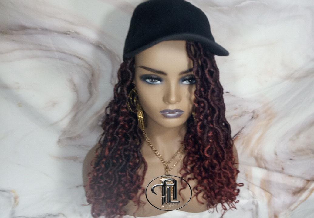 Goddess Locs Braid Wig Hat Baseball Cap 350 Ombre Mermaid Boho curly bohemian Gradient Hair Short Curly 14 16 in Hat Wig Gym Braided Hat Wig