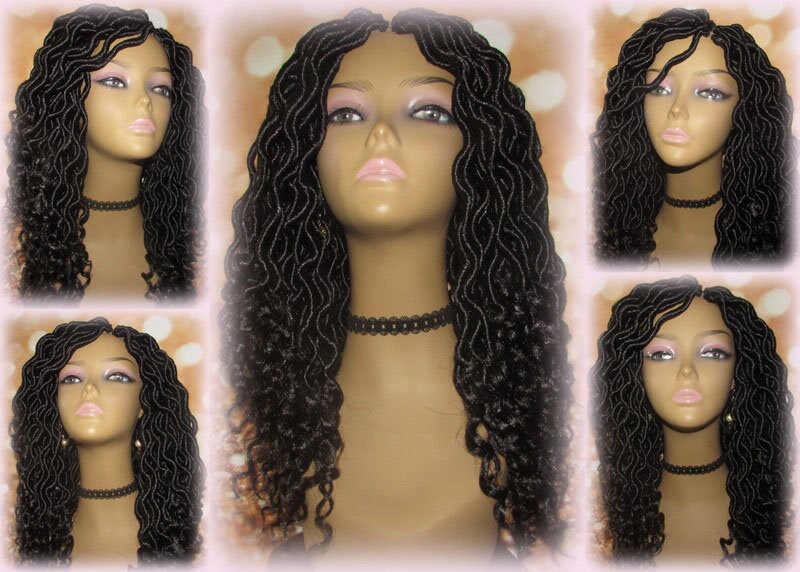 Black short goddess faux loc wig boho gypsy 1b Jet black Short Medium Braid Wig Black Marley Dreds Braid Wig faux Loc Wig Festival hair