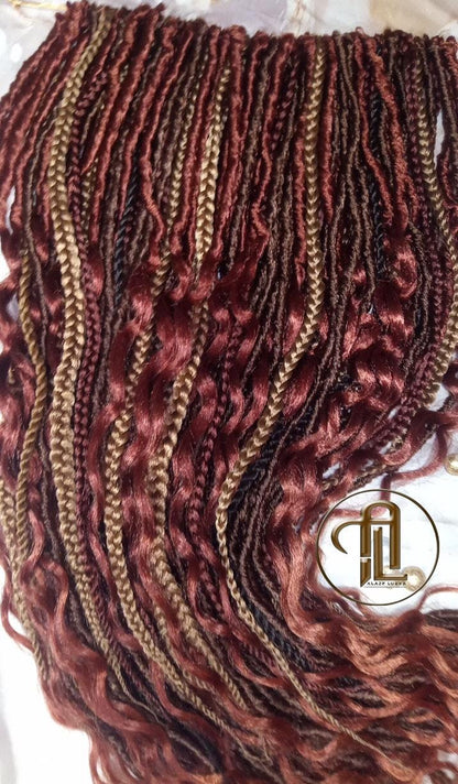 Soft Textured Dreads Single Ended Brown Blonde  Ginger 350 SE 75 Piece Set Soft Crochet Boho Dread Braid Hair Wrap Extension Wavy Curly