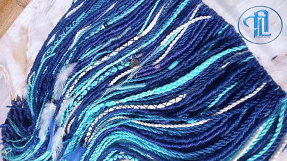 Blue White Ombre SE Synthetic Crochet Straight Dreads Braids synthetic soft and light Braid in hair extension Fake Faux Dreads Partial Set