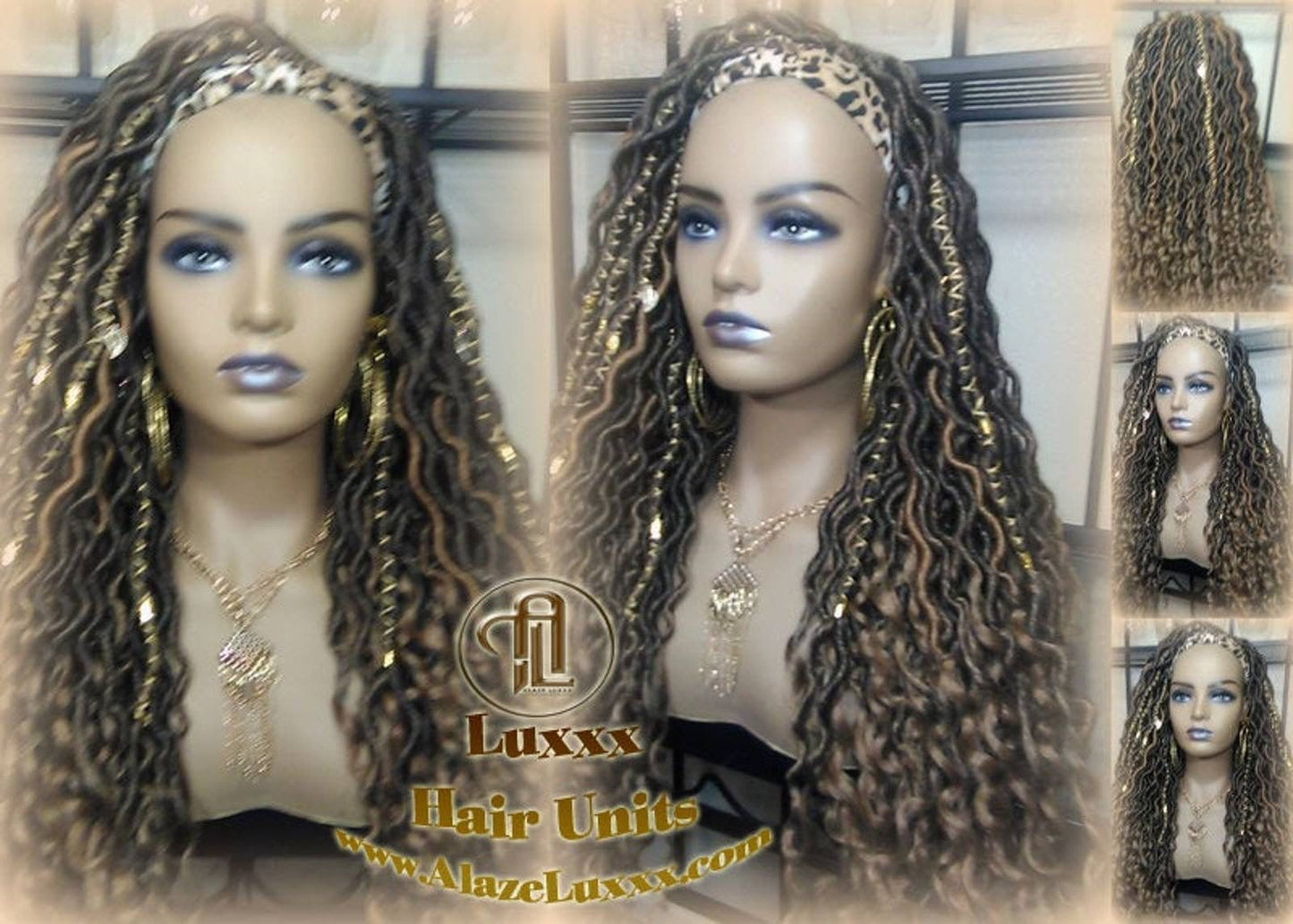 Headband Wig Blonde Tips 27 Brown Blonde Goddess Faux Loc Bohemian Boho Gypsy