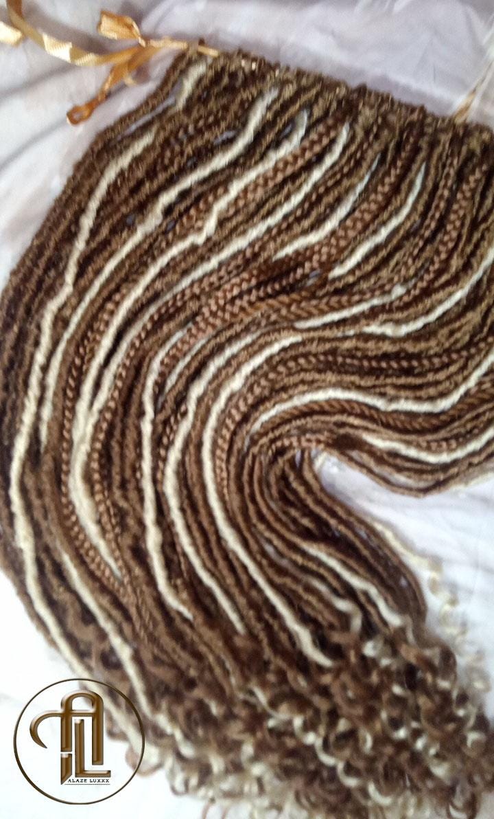Single End blonde SE 75 Piece Set Straight wavy dreads textured braid Bohemian synthetic dreadlock Soft Boho Dread Braid Hair Extension