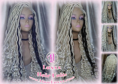 Lace Closure Wig Platinum Blonde Brown Goddess Faux Locs Gypsy Boho 613 Boho Braid Wig Gypsy Bohemian Cosplay Mermaid Summer Spring Wig