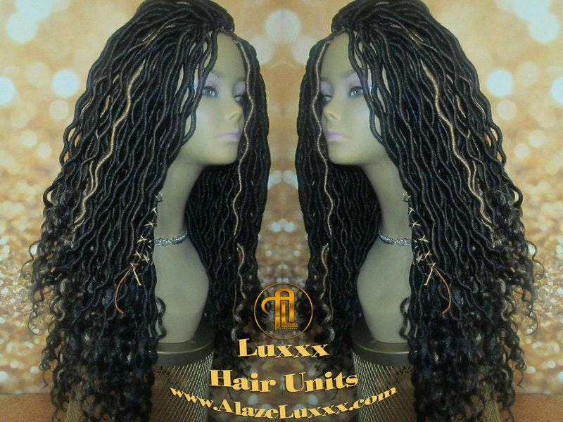 16 in Individual Goddess Faux Locs Crochet Dread Wig Wavy Black Dreads 1B Honey Blonde 27 Gypsy Gipsy Synthetic Dred Festival Bohemian Boho