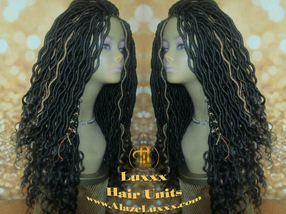 16 in Individual Goddess Faux Locs Crochet Dread Wig Wavy Black Dreads 1B Honey Blonde 27 Gypsy Gipsy Synthetic Dred Festival Bohemian Boho