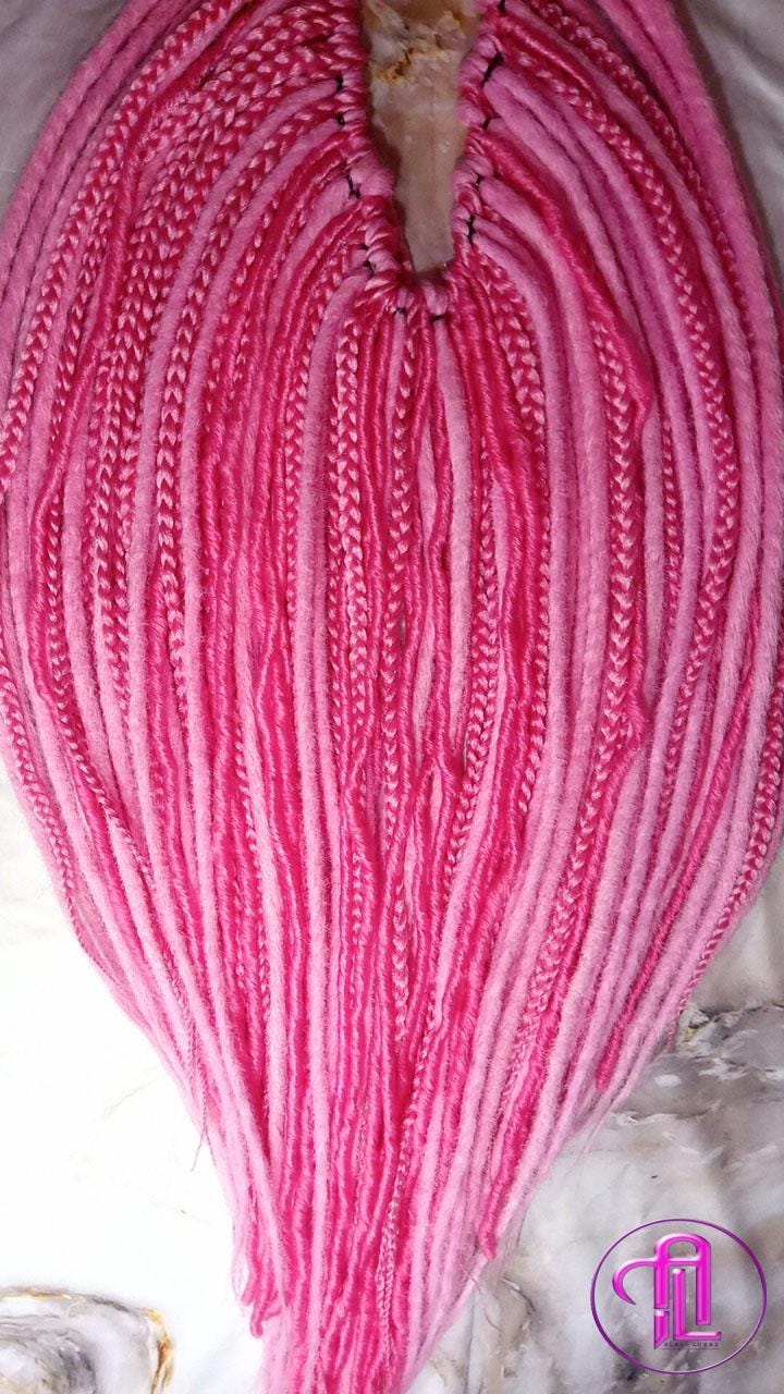 Single End Hot pink Light pink SE Set Straight wavy dreads textured braid Bohemian synthetic dreadlock Soft Boho Dread Braid Hair Extension