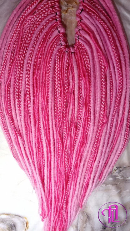 Single End Hot pink Light pink SE Set Straight wavy dreads textured braid Bohemian synthetic dreadlock Soft Boho Dread Braid Hair Extension