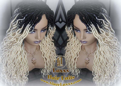 Gypsy Bohemian 613 Goddess Faux Dread Wig 1B Black Blonde Ombre Dark Roots Marley Dred Lock Platinum Braided Wig