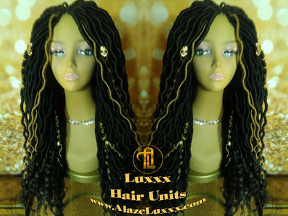 16 in Individual Goddess Faux Locs Crochet Dread Wig Wavy Black Dreads 1B Honey Blonde 27 Gypsy Gipsy Synthetic Dred Festival Bohemian Boho