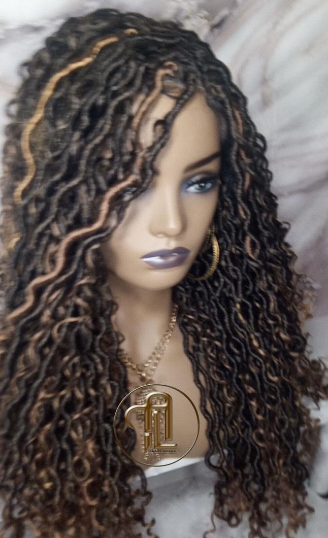 Full Lace River Goddess Loc Wig Distressed Dread Baby Hair Wigs Brown Blonde Faux  Long Wavy Blonde Tips End 27  Hair Bohemian Boho Gypsy